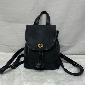 Coach Mini Leather Backpack Glove Tan Turn Lock Vintage Brass hardware